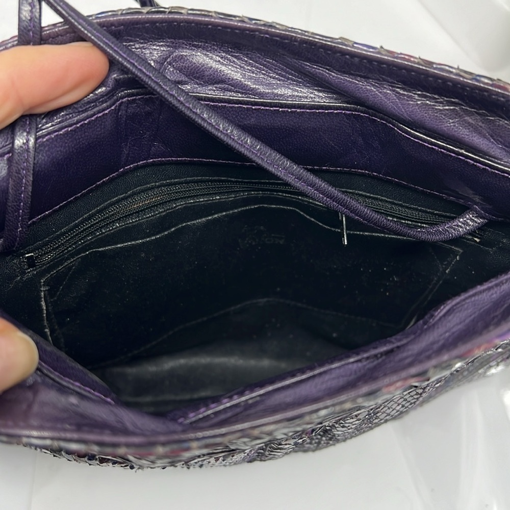 Purple Eggplant Python Snakeskin Clutch Shoulder Bag - Picture 7 of 8